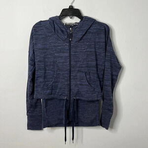 Athleta Blue Double Layered Hooded Full Zip Sweatshirt